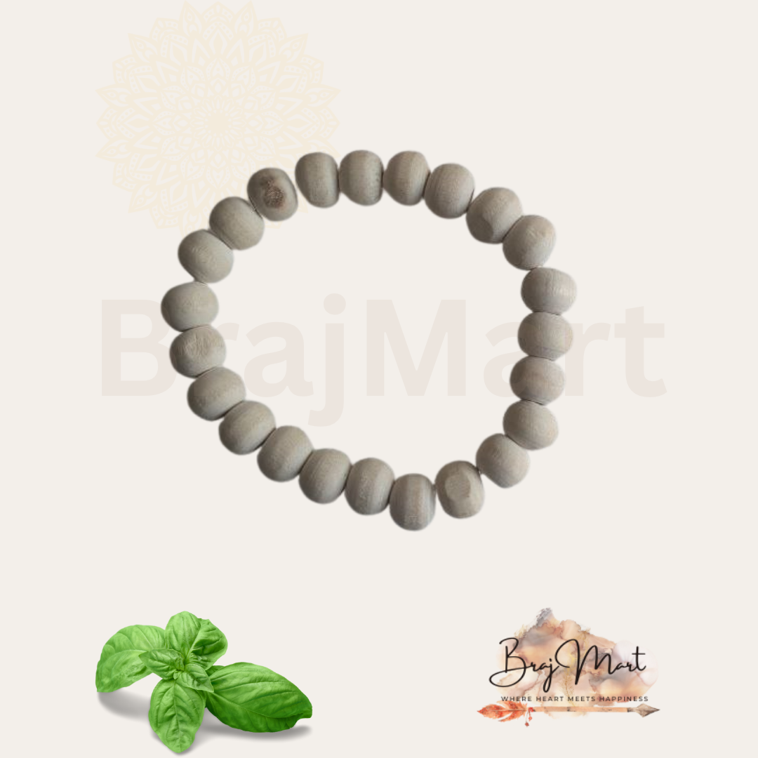 Natural tulsi wood bead bracelet stretchable spiritual wristband