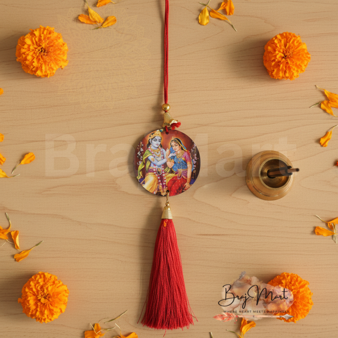 Shri Radha Krishna Hanging Ornament – Car & Home Pendant - Image 2