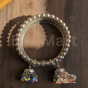 Oxidised silver ghungroo bracelet set of 2 for women