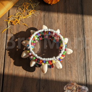 Multicolor cowrie shell beaded bracelet combo of 2 for women free size colorful boho shell kada