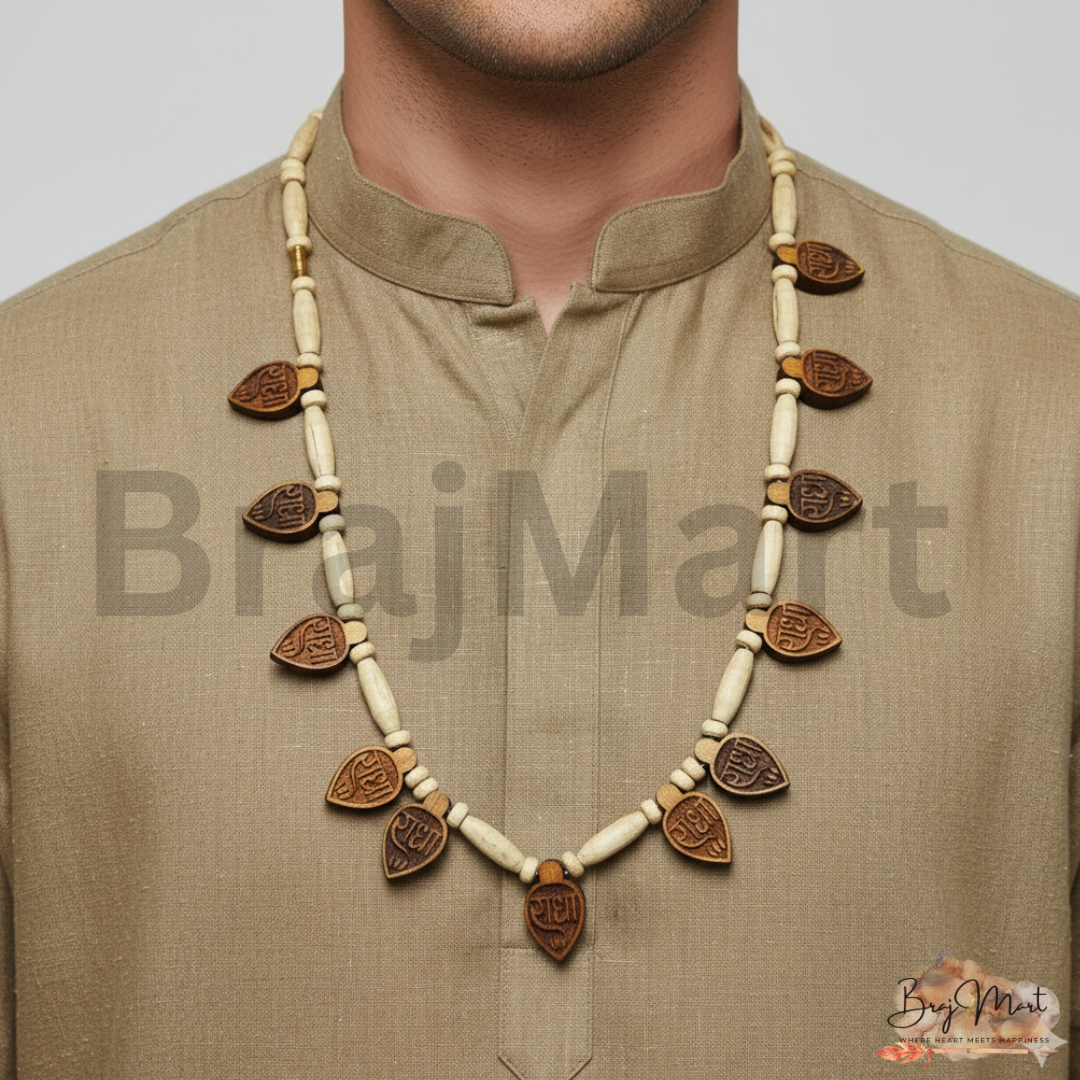 Radha Naam Tulsi Kanthi Mala – 16 Leaf Design
