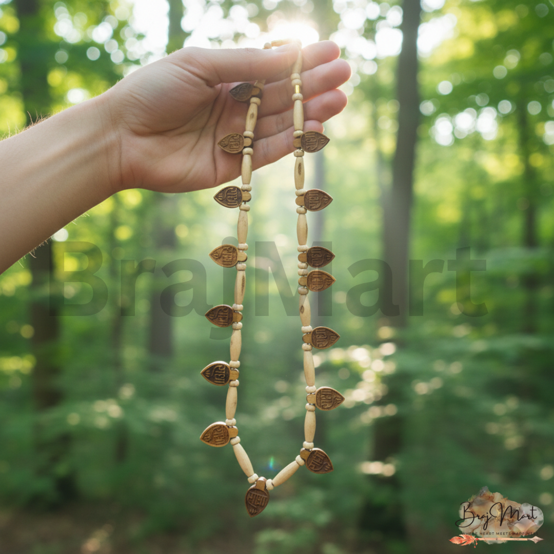 Radha Naam Tulsi Kanthi Mala – 16 Leaf Design
