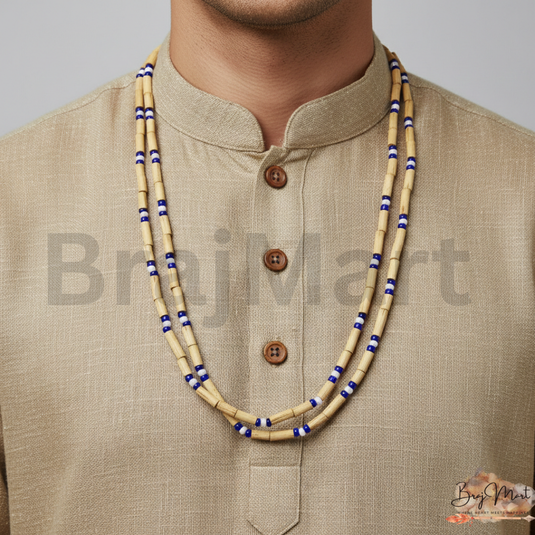 Tulsi Kanthi with Blue and White Moti- 2 Round