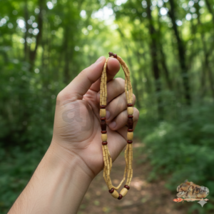 Tulsi Kanthi Mala – One Round with Red Accent Beads